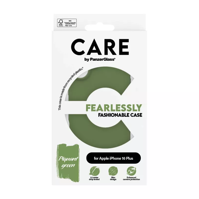 Cover PanzerGlass CARE by ® modne etui zielony iPhone 16 Plus