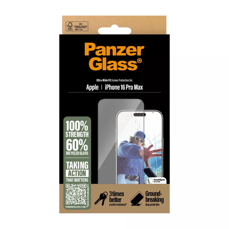PanzerGlass ® Screen Protector iPhone 16 Pro Max | Ultra-Wide Fit