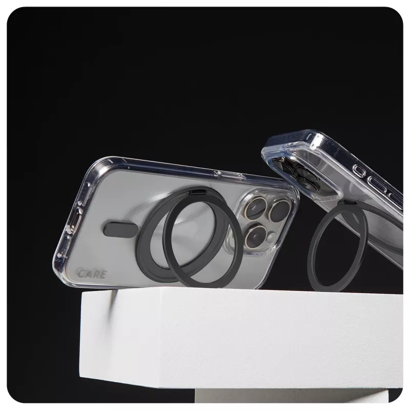 PanzerGlass CARE™ by ® Etui przezroczyste z czarną podstawką i MagSafe iPhone 16 Plus