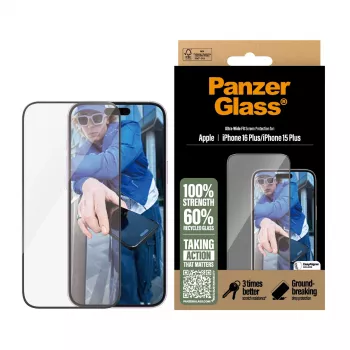 PanzerGlass ® Screen Protector iPhone 16 Plus | 15 Plus | Ultra-Wide Fit
