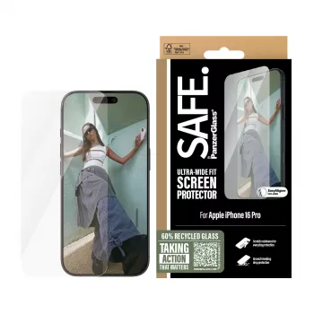 PanzerGlass SAFE. by ® Screen Protector iPhone 16 Pro | Ultra-Wide Fit