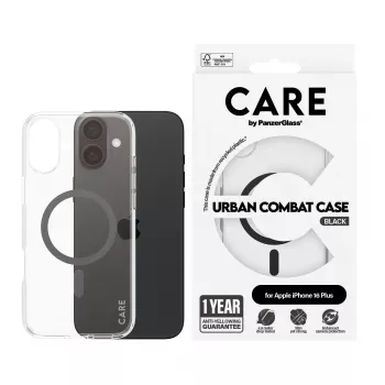 PanzerGlass CARE™ by ® Urban Combat Case przezroczyste z czarnym MagSafe iPhone 16 Plus