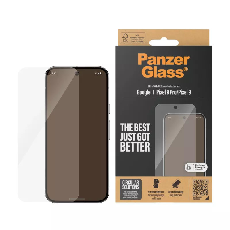 Szkło ochronne PanzerGlass Google Pixel 9 | 9 Pro Ultra-Wide Fit Odporne na zarysowania i wstrząsy