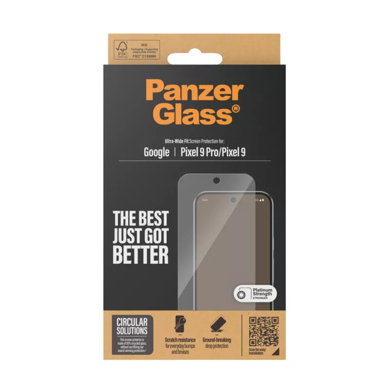 Szkło ochronne PanzerGlass Google Pixel 9 | 9 Pro Ultra-Wide Fit Odporne na zarysowania i wstrząsy