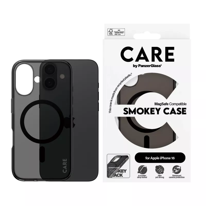 PanzerGlass CARE™ by ® Urban Combat Case Smokey w. Czarny MagSafe iPhone 16