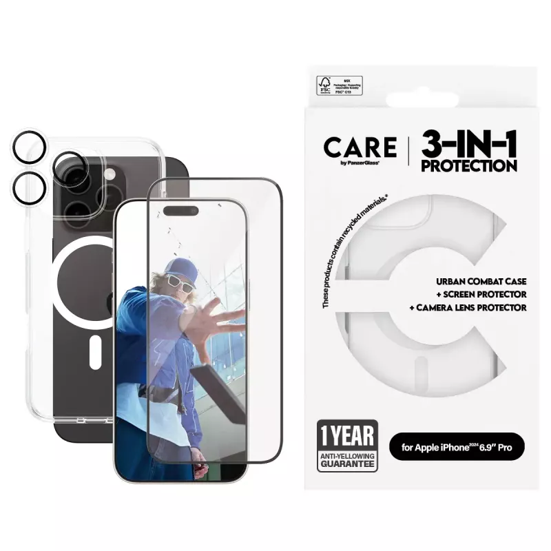 PanzerGlass ® | CARE by ® Flagship 3-w-1 Zestaw iPhone 16 Pro Max