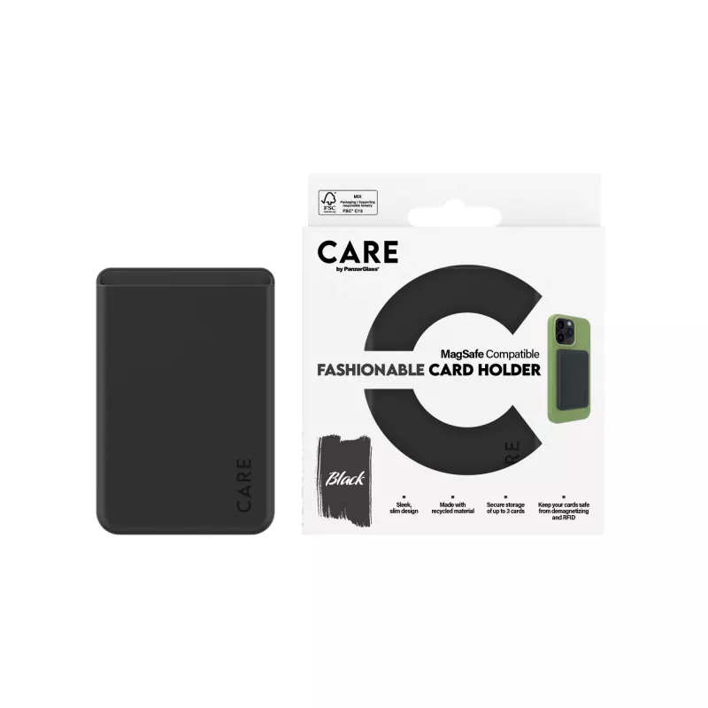 Cover PanzerGlass CARE by Fashionable Card Holder Czarny iPhone Transparent