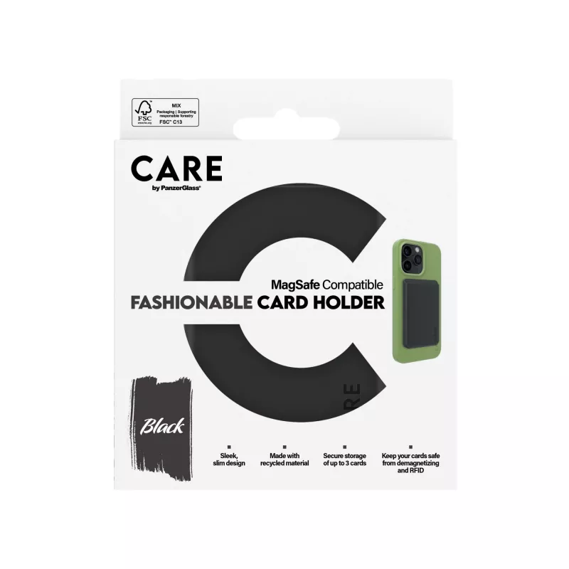 Cover PanzerGlass CARE by Fashionable Card Holder Czarny iPhone Transparent