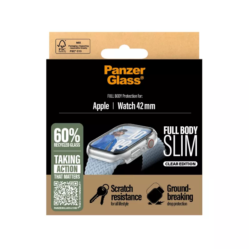 Osłona PanzerGlass Screen Protector Snappie Full Body Slim Transparent Apple Watch 41mm '24