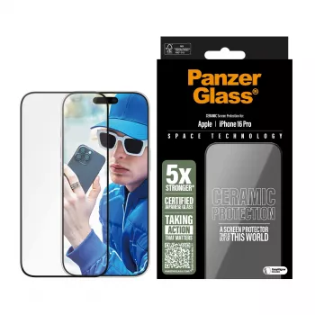 PanzerGlass ® Ceramiczna Osłona Ekranu iPhone 16 Pro | Ultra-Wide Fit z EasyAligner
