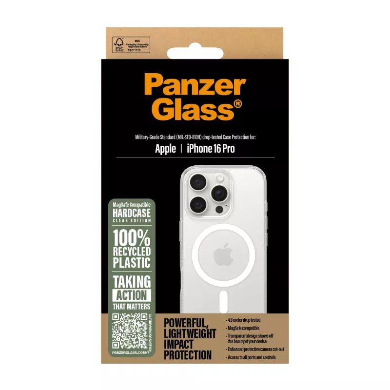 Cover PanzerGlass HardCase Transparent w. biały MagSafe iPhone 16 Pro
