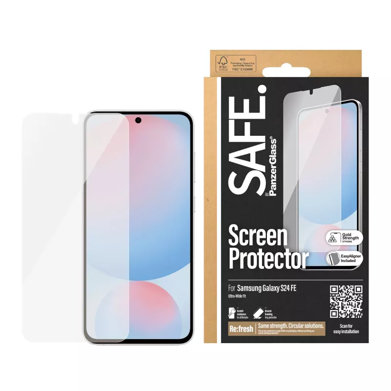 PanzerGlass SAFE. by ® Screen Protector Samsung Galaxy S24 FE | Ultra-Wide Fit z EasyAligner