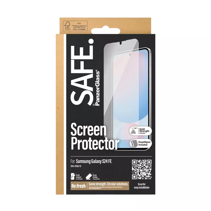 PanzerGlass SAFE. by ® Screen Protector Samsung Galaxy S24 FE | Ultra-Wide Fit z EasyAligner