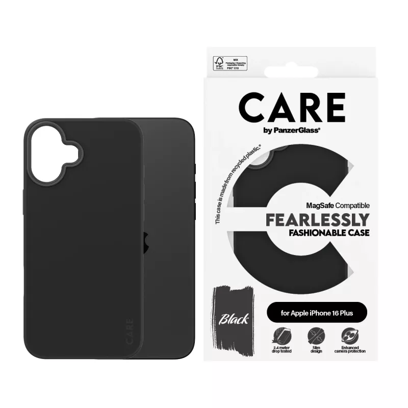 PanzerGlass CARE™ by ® Etui Czarny z MagSafe iPhone 16 Plus, Cover, Apple, Apple - iPhone 16 Plus, Czarny
