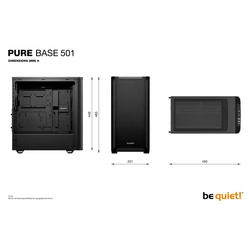 Obudowa PC be quiet! PURE BASE 501 Black Midi Tower (otwarte opakowanie)