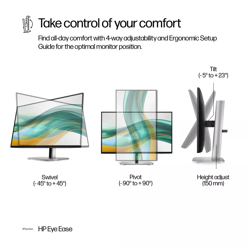 Monitor HP Series 5 Pro 23,8 cala FHD - 524pf, 60,5 cm (23,8 cala), 1920 x 1080 pikseli, Full HD, LCD, 5 ms, Czarny, Srebrny