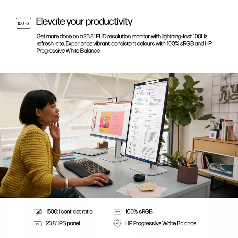 Monitor HP Series 5 Pro 23,8 cala FHD - 524pf PVC Free, 60,5 cm (23,8 cala), 1920 x 1080 pikseli, Full HD, LCD, 5 ms, Czarny
