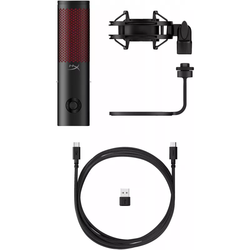 HyperX QuadCast 2 – Mikrofon USB (czarny), mikrofon podcastowy, -7,5 dB, 20 – 20000 Hz, 0,05%, 32 Ω, 24 bity