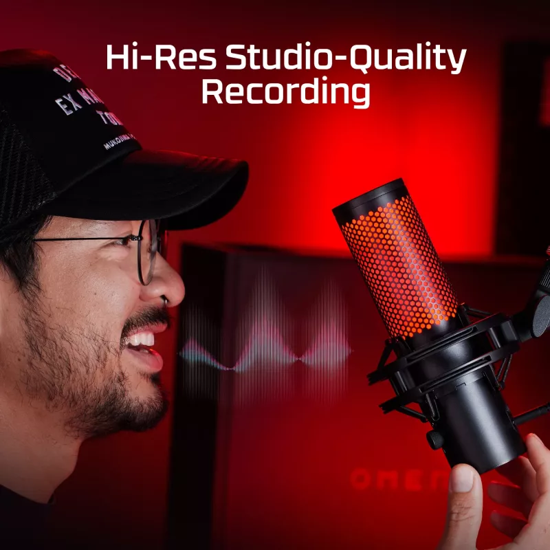 HyperX QuadCast 2 – Mikrofon USB (czarny), mikrofon podcastowy, -7,5 dB, 20 – 20000 Hz, 0,05%, 32 Ω, 24 bity