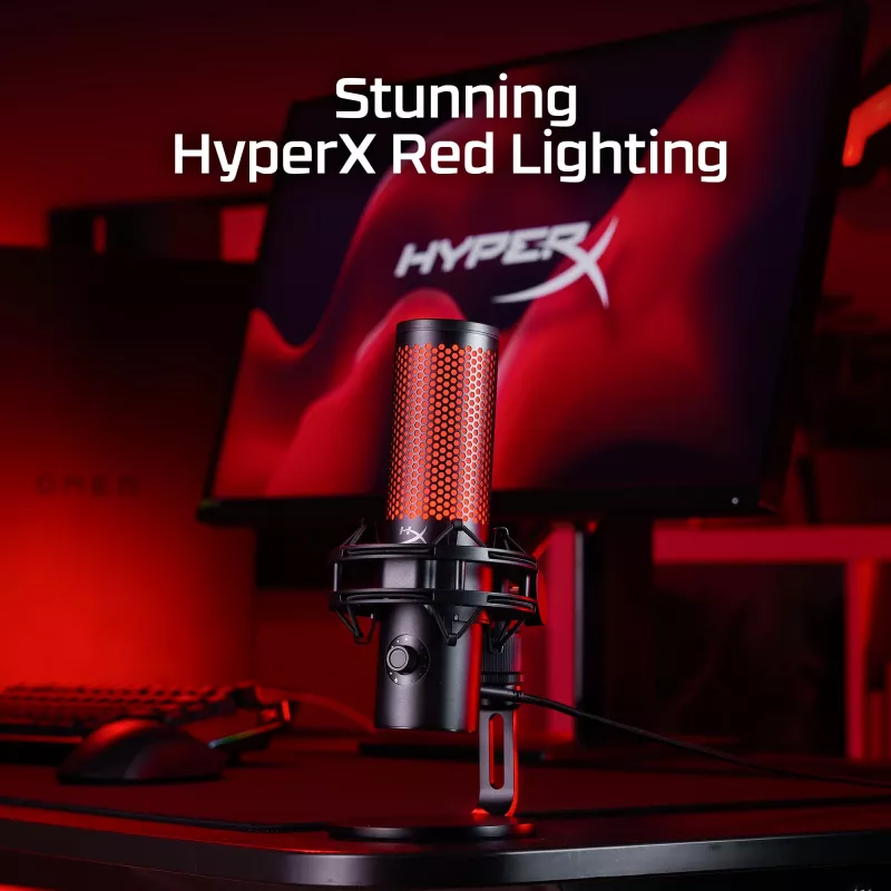 HyperX QuadCast 2 – Mikrofon USB (czarny), mikrofon podcastowy, -7,5 dB, 20 – 20000 Hz, 0,05%, 32 Ω, 24 bity