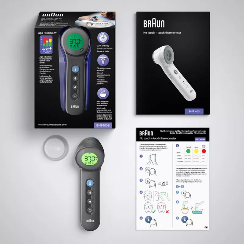 Braun BNT400 bezkontaktowy termometr czołowy, szary
