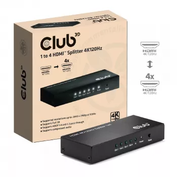 CLUB3D Rozdzielacz HDMI™ 1 na 4 4K120Hz