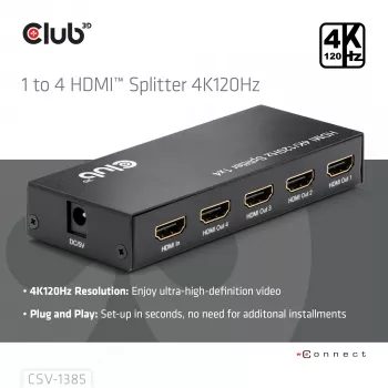 CLUB3D Rozdzielacz HDMI™ 1 na 4 4K120Hz