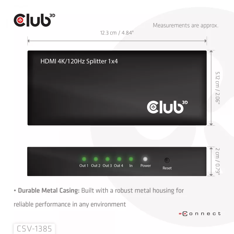 CLUB3D Rozdzielacz HDMI™ 1 na 4 4K120Hz