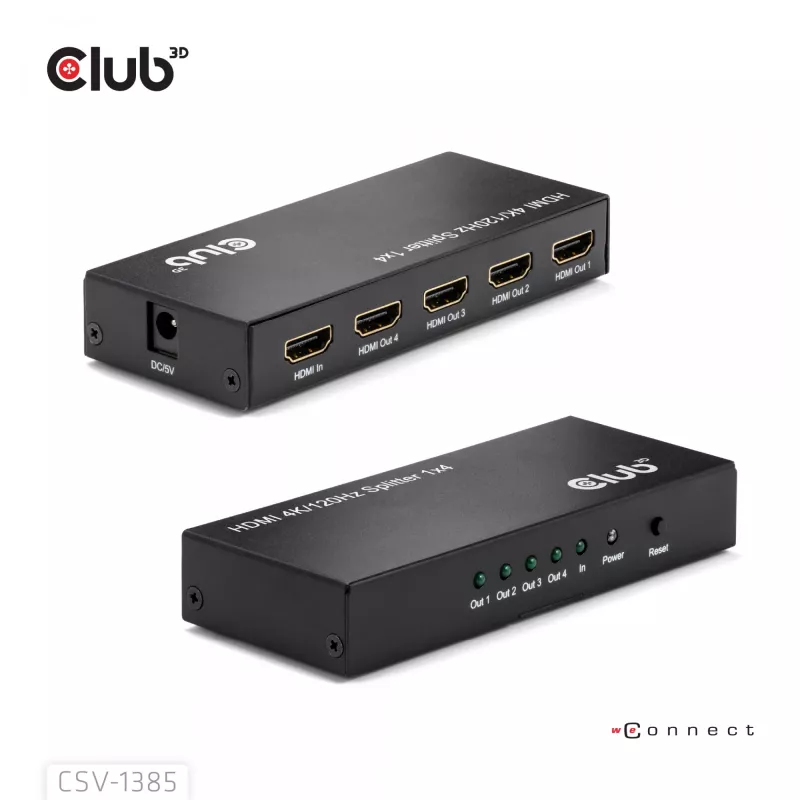 CLUB3D Rozdzielacz HDMI™ 1 na 4 4K120Hz