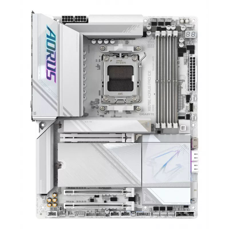 Płyta główna GIGABYTE X870E AORUS PRO ICE — AMD X870E, Socket AM5, ATX, DDR5, 4×DIMM, Wi‑Fi 7, 2.5Gb LAN