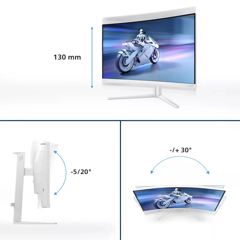 Philips Evnia 5000 32M2C5501/00 monitor komputerowy 80 cm (31,5 cala) 2560 x 1440 pikseli Quad HD LCD Biały