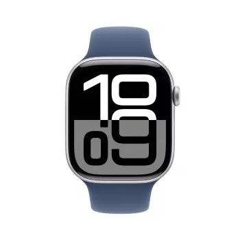 APPLE Watch Series 10 GPS + Cellular 46mm srebrna aluminiowa koperta z paskiem Denim Sport - M/L
