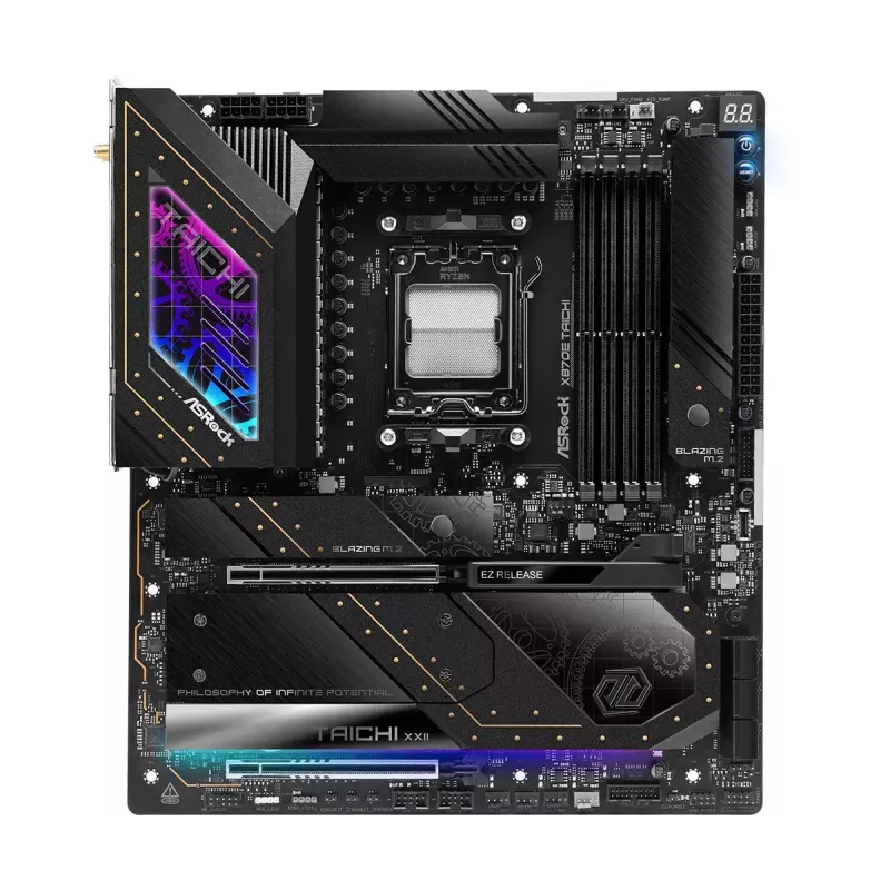 Płyta główna ASRock X870E Taichi — AMD X870E, Socket AM5, Extended ATX, DDR5, 4 DIMM, do 256GB, Wi‑Fi 7, 5Gb LAN