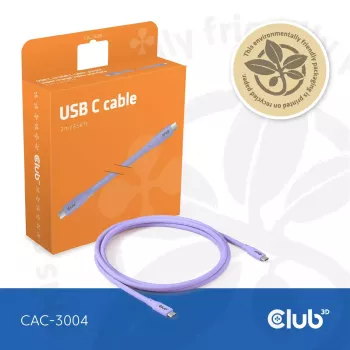 Kabel USB C CLUB3D CAC-3004 2m Fioletowy