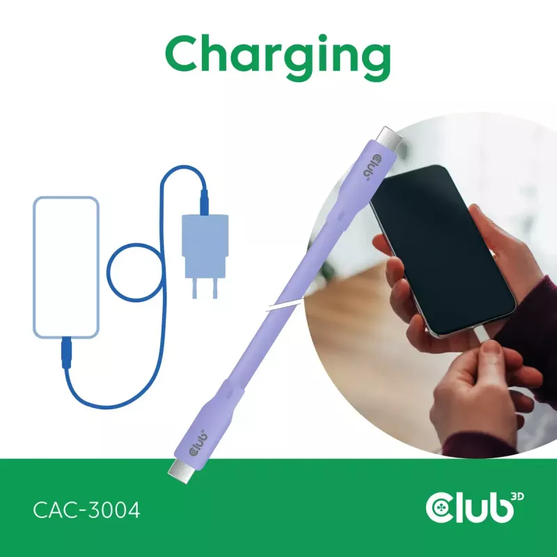 Kabel USB C CLUB3D CAC-3004 2m Fioletowy