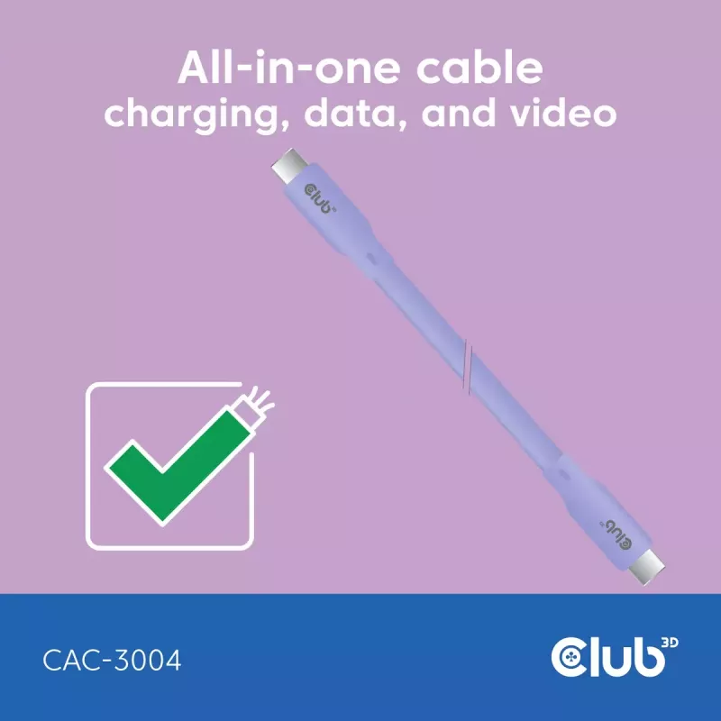 Kabel USB C CLUB3D CAC-3004 2m Fioletowy