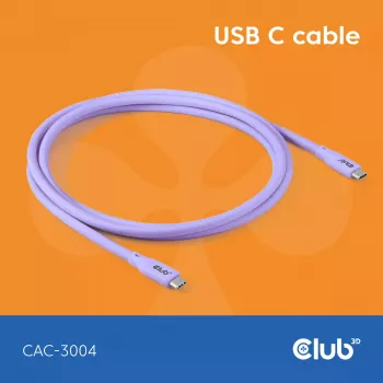 Kabel USB C CLUB3D CAC-3004 2m Fioletowy