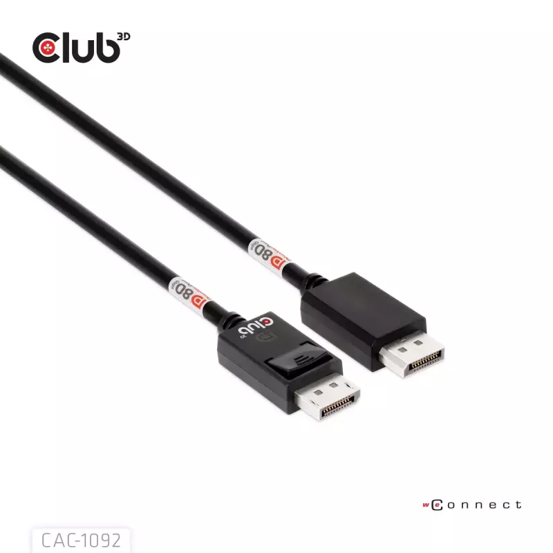 CLUB3D DisplayPort™ 2.1 Bi-Directional VESA DP80 Certified kabel 4K240Hz, 8K60Hz or 10K60Hz M/M 1.6m/5.25ft