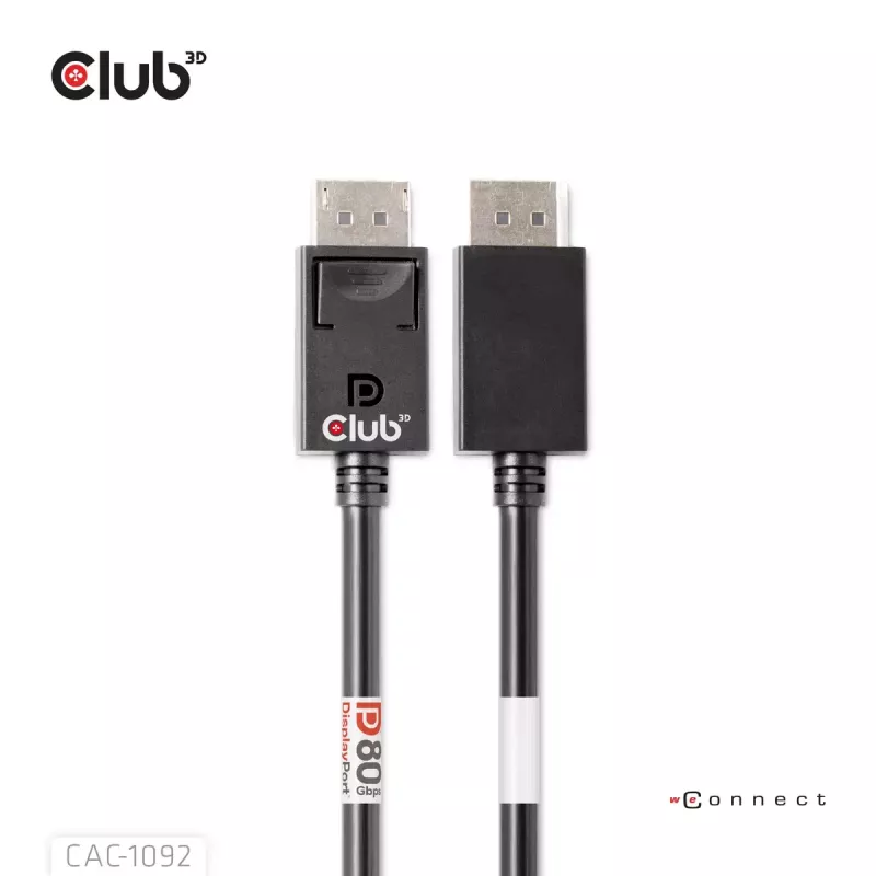 CLUB3D DisplayPort™ 2.1 Bi-Directional VESA DP80 Certified kabel 4K240Hz, 8K60Hz or 10K60Hz M/M 1.6m/5.25ft