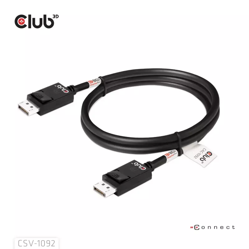 CLUB3D DisplayPort™ 2.1 Bi-Directional VESA DP80 Certified kabel 4K240Hz, 8K60Hz or 10K60Hz M/M 1.6m/5.25ft
