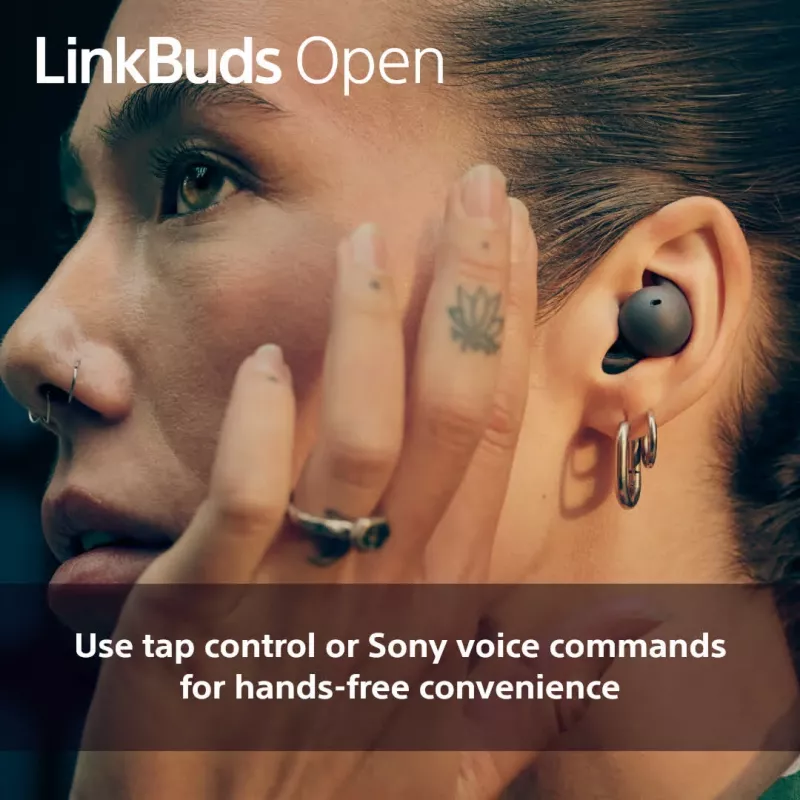 Słuchawki Sony LinkBuds Open WFL910B — bezprzewodowe Bluetooth dokanałowe, 20–20 000 Hz, zasięg 10 m, 63 g, czarne