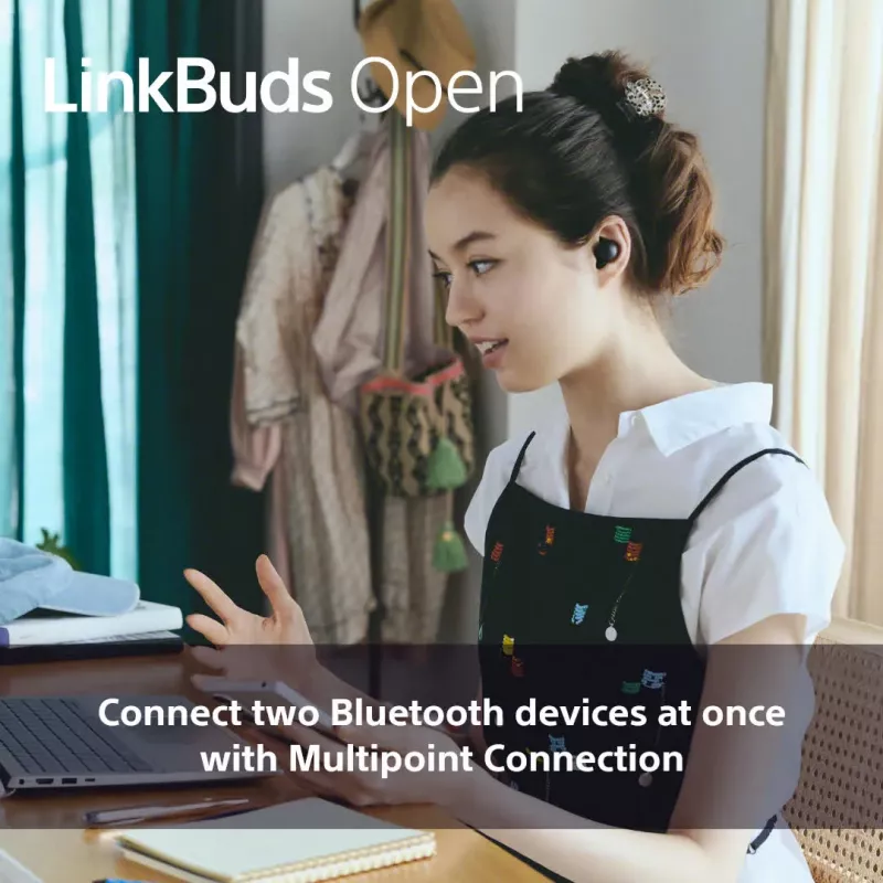 Słuchawki Sony LinkBuds Open WFL910B — bezprzewodowe Bluetooth dokanałowe, 20–20 000 Hz, zasięg 10 m, 63 g, czarne
