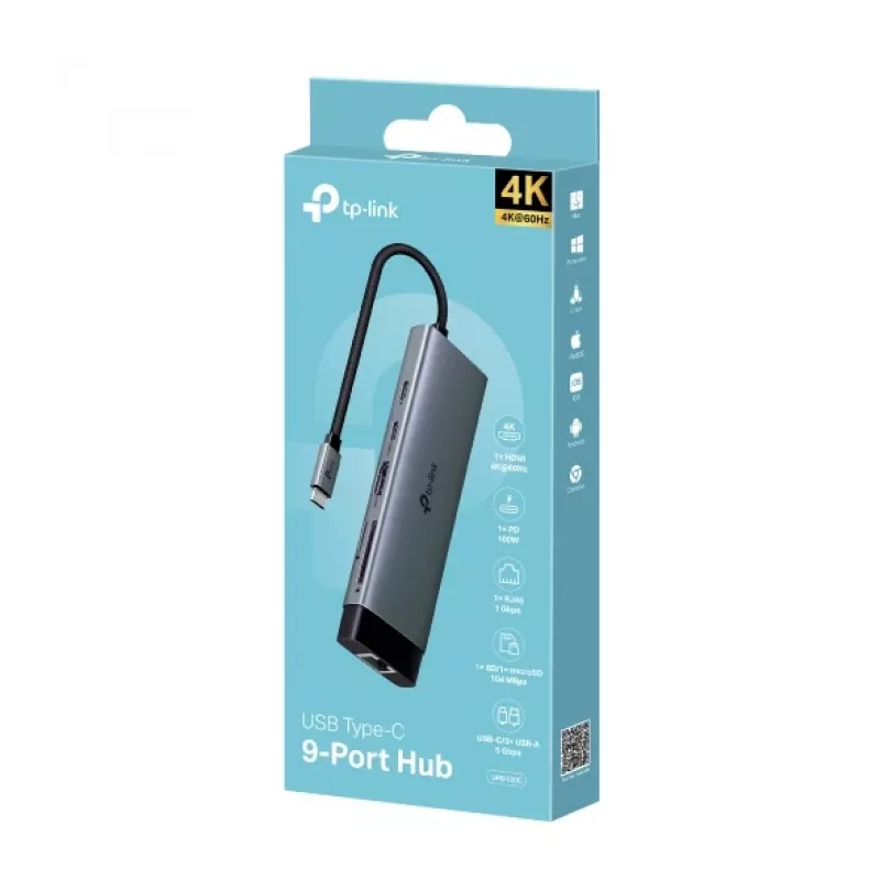 TP-Link UH9120C koncentrator interfejsów USB 3.2 Gen 1 (3.1 Gen 1) Type-C 5000 Mbit/s