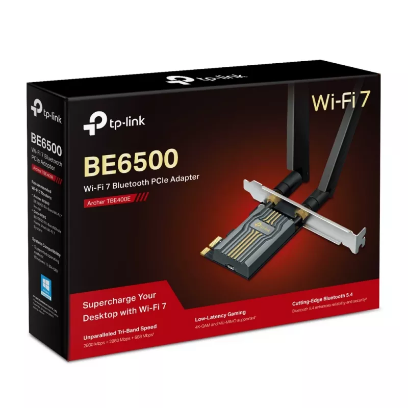 TP-Link BE6500 Internal WLAN/Bluetooth 2880 Mbit/s Tri-band Wi-Fi 7