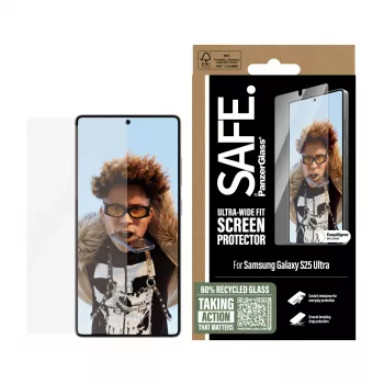 PanzerGlass SAFE. by ® Screen Protector Samsung Galaxy S25 Ultra | Ultra-Wide Fit z EasyAligner