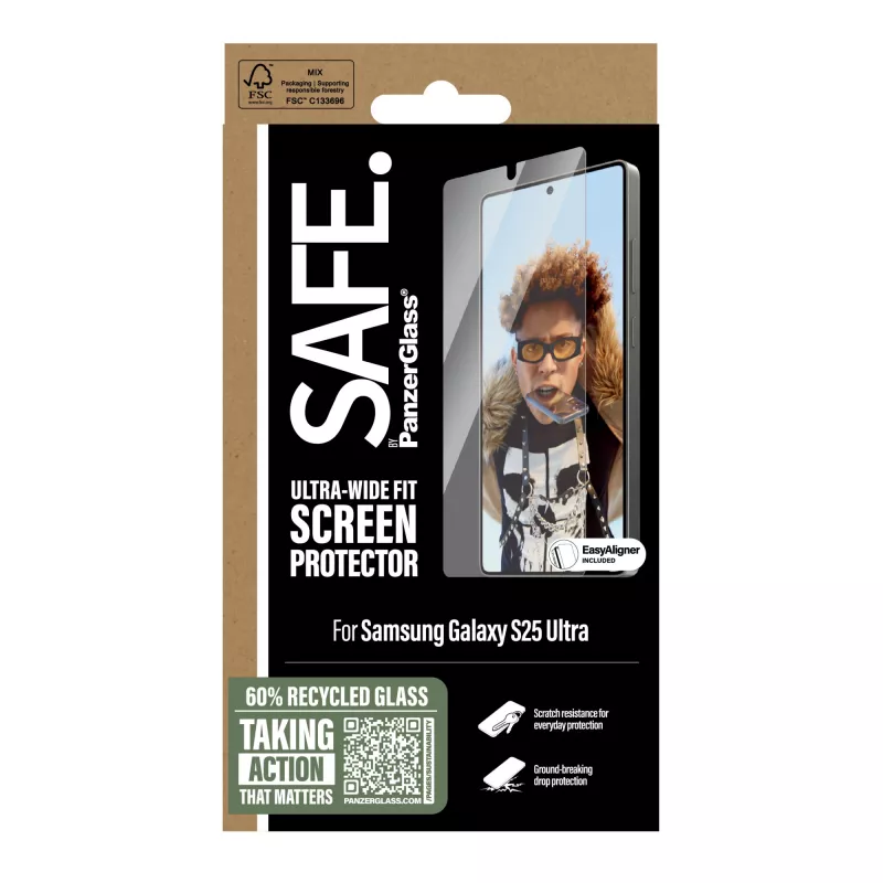 PanzerGlass SAFE. by ® Screen Protector Samsung Galaxy S25 Ultra | Ultra-Wide Fit z EasyAligner