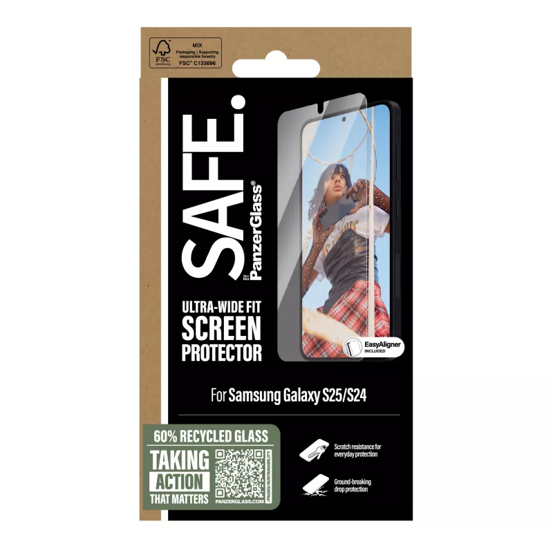 PanzerGlass SAFE. by ® Szkło ochronne Samsung Galaxy S25 | S24 | Ultra-Wide Fit z EasyAligner