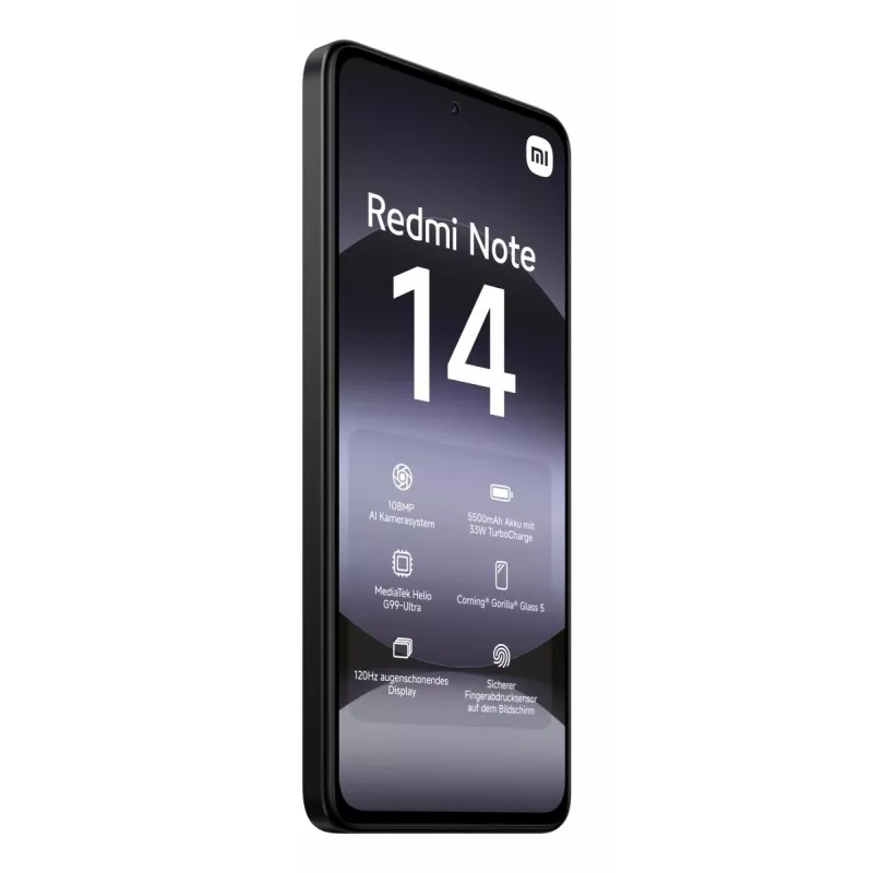 Smartfon Xiaomi Redmi Note 14 6,67 cala AMOLED 120Hz, 6 GB RAM, 128 GB, 108 MP, 5500 mAh, IP54, Czarny