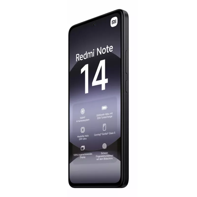 Smartfon Xiaomi Redmi Note 14 6,67 cala AMOLED 120Hz, 6 GB RAM, 128 GB, 108 MP, 5500 mAh, IP54, Czarny