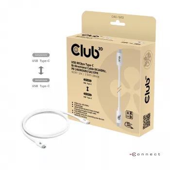 CLUB3D USB 80Gbps certyfikowany 240W 8K240Hz Type-C® 1.2m / 3.94ft czarny kabel
